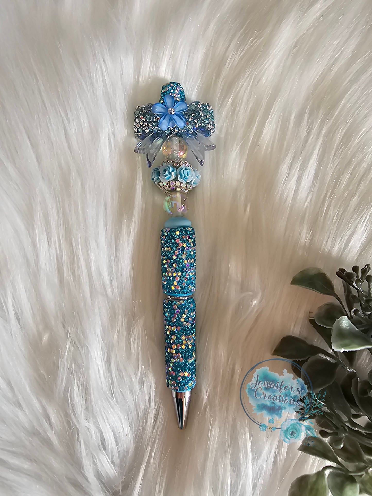 Fancy sparkly blue bow