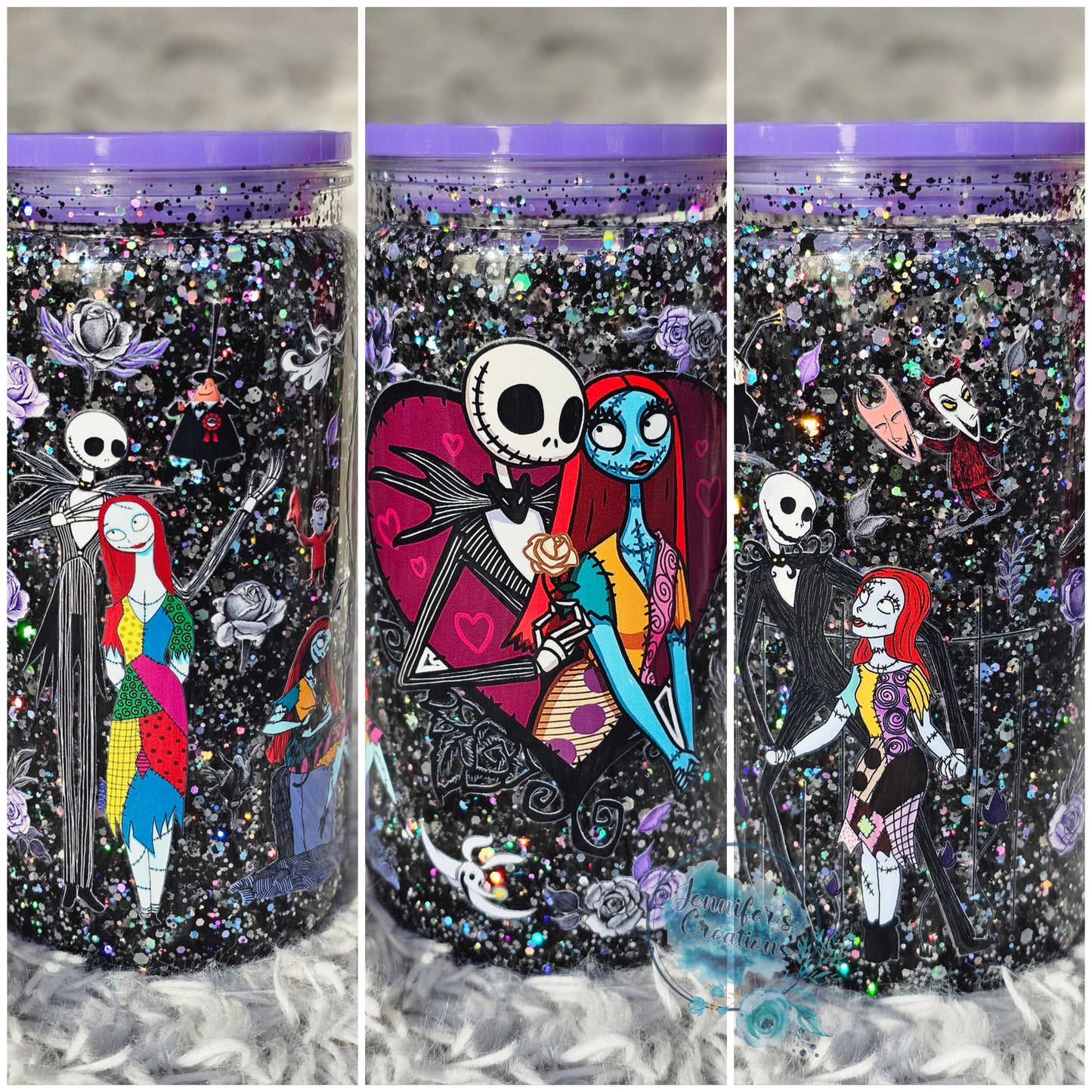 Jack and sally glitter globe