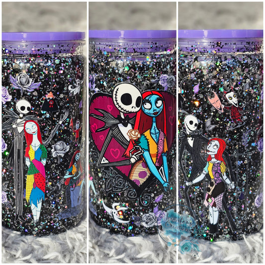 Jack and sally glitter globe