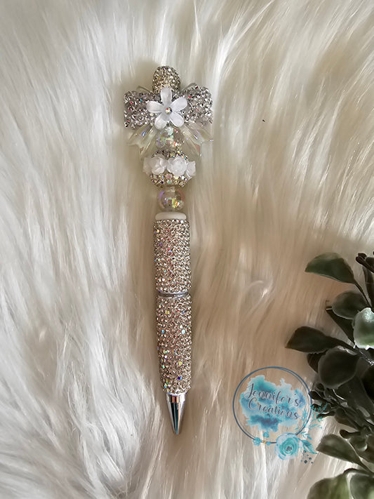 Fancy sparkly white bow