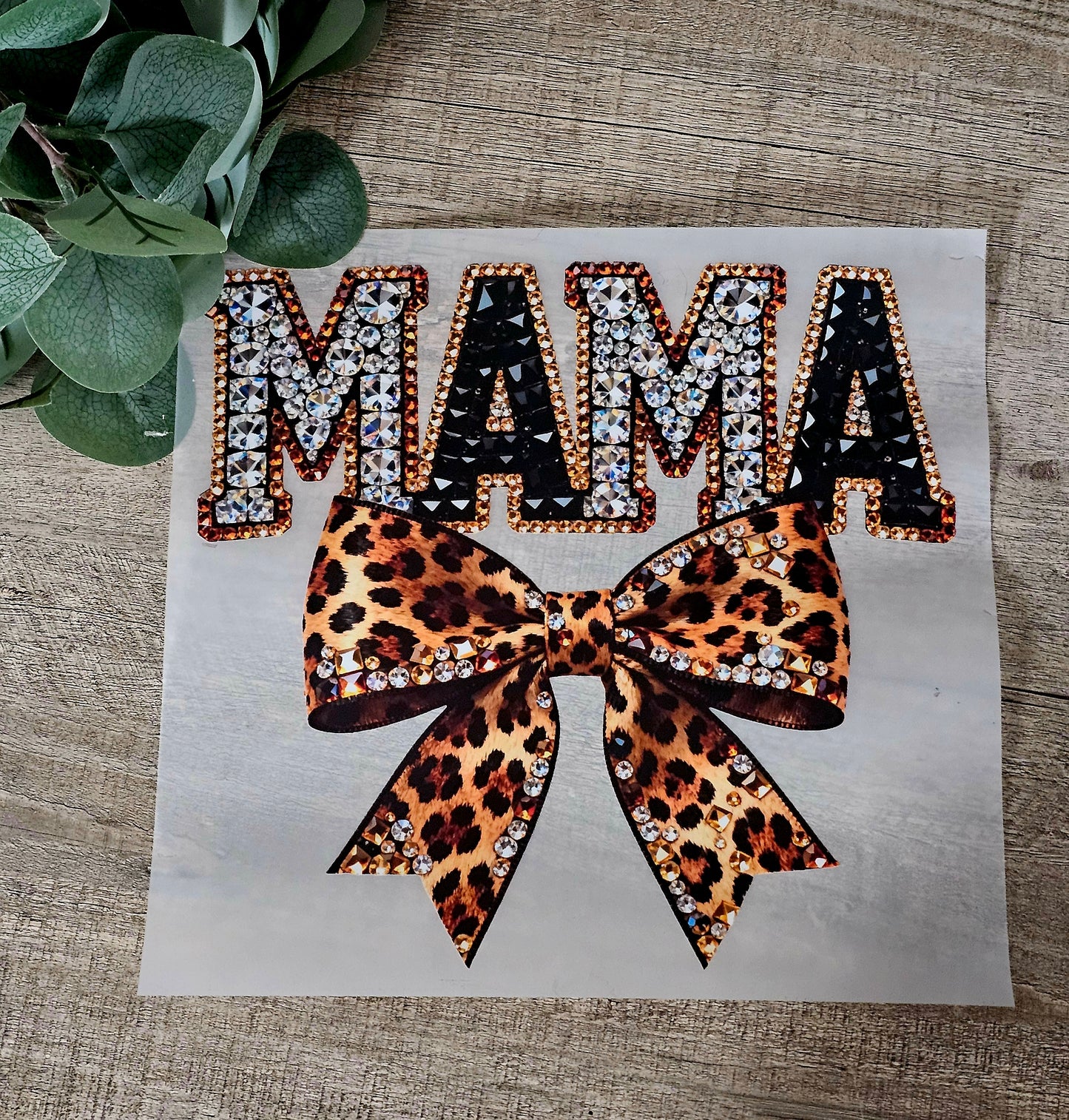Rinestone mama with lepred bow
