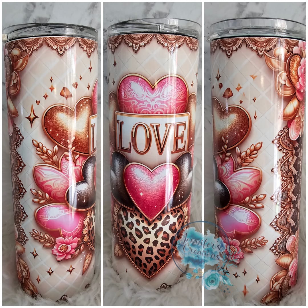 gold love with hearts