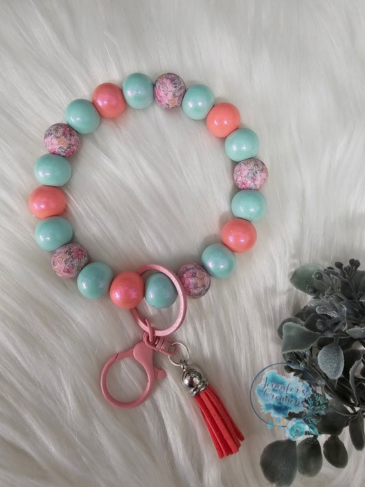 teal and coral floral