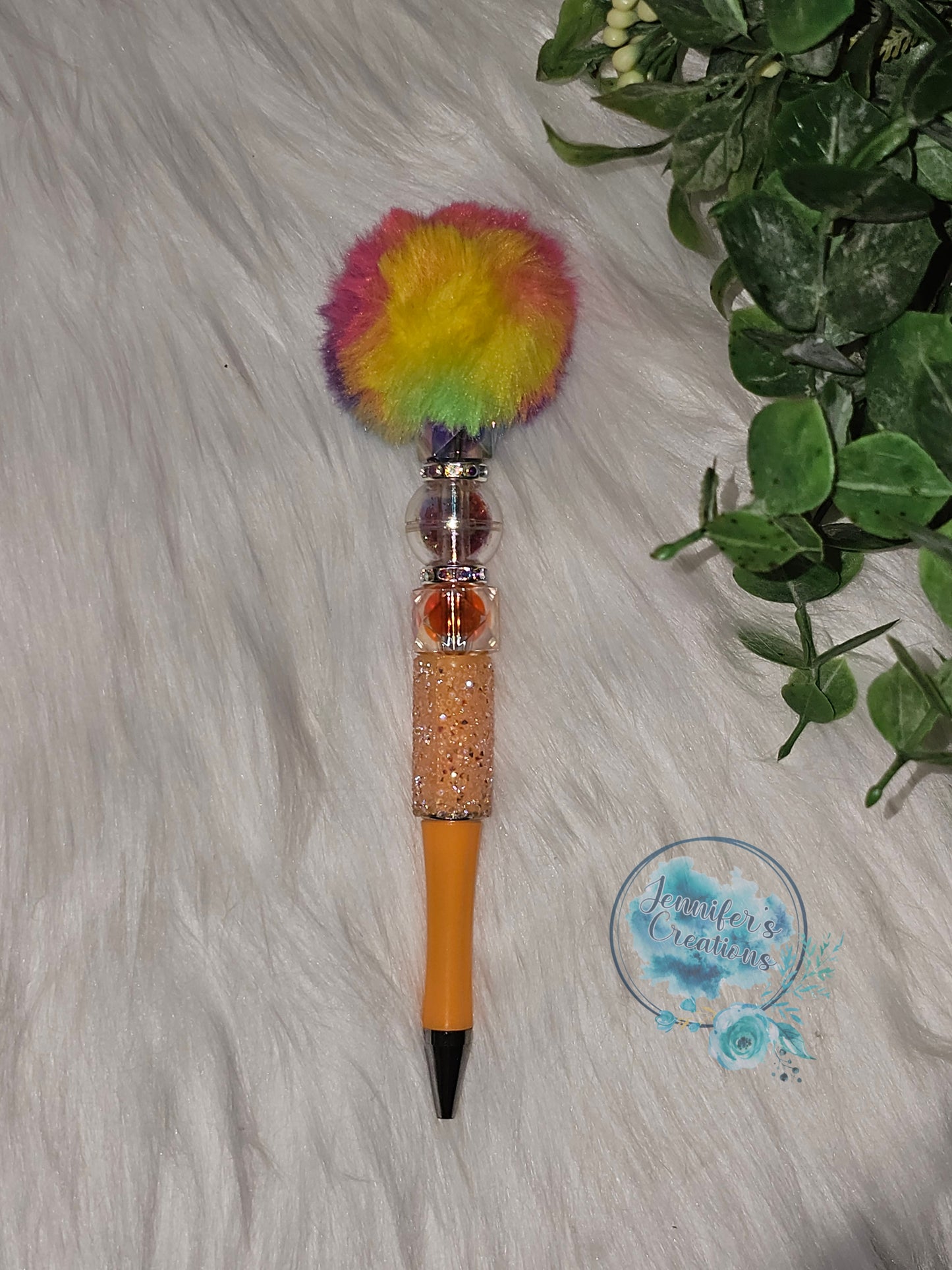 Orange colorful pom pom