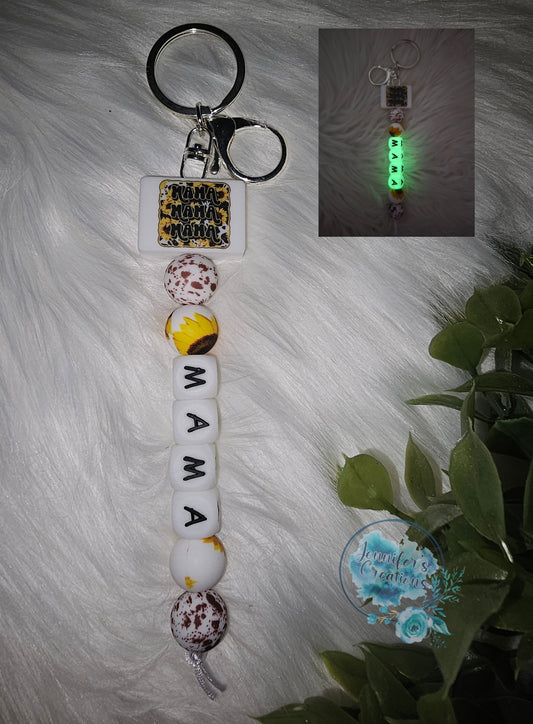 Mama sunflower keychain (glow in the dark)