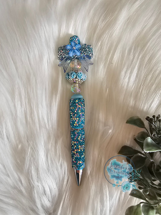 Fancy sparkly blue bow