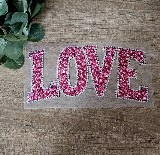 Pink rinestone love